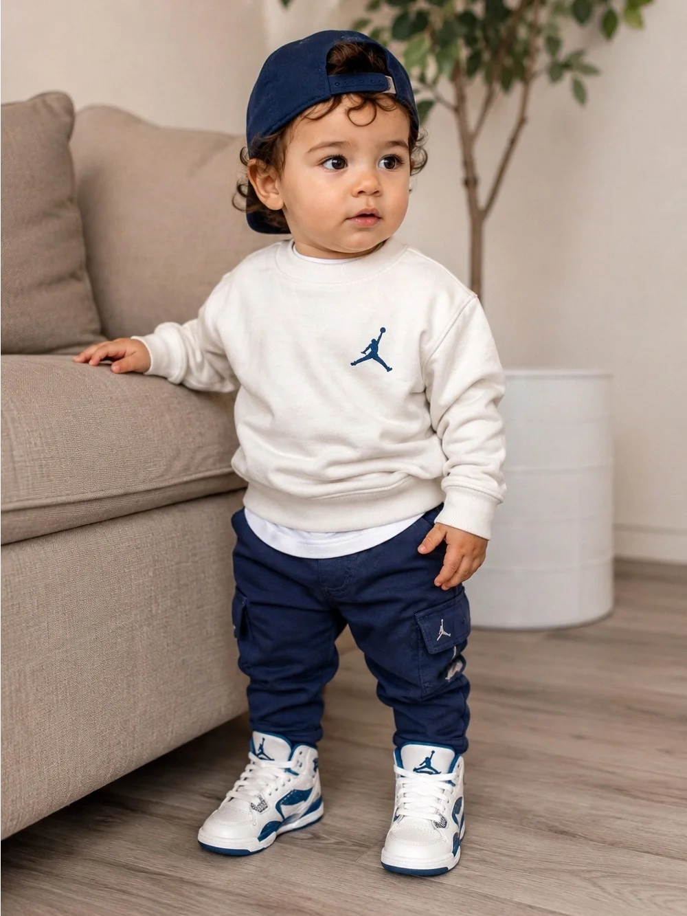 Nike Jordan Baby Toddler High Top Sneakers White Blue Size 6C